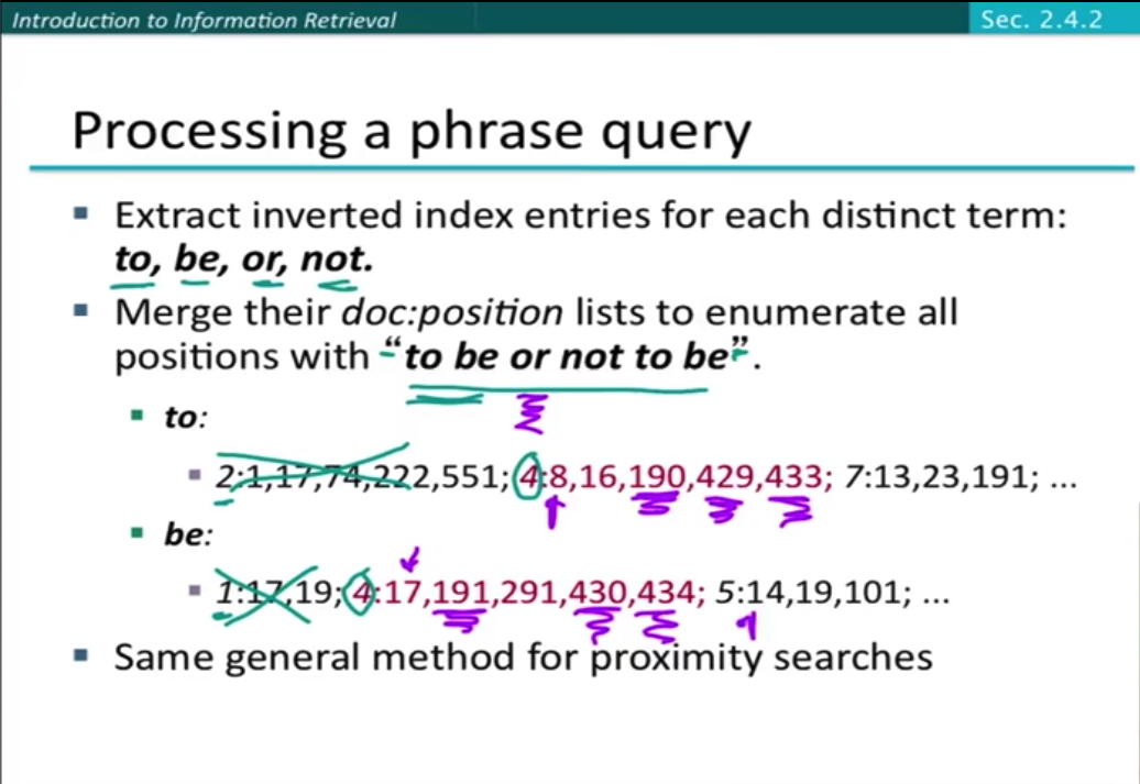 processing a phrase query